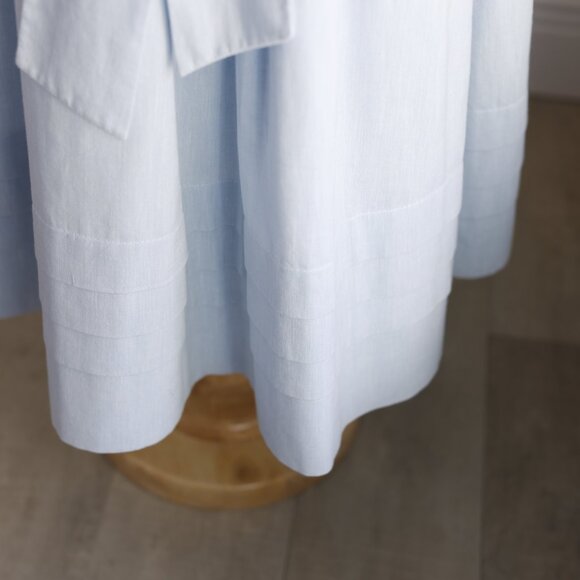 Strasburg Blue Dress 100% Cotton Linen Size 6 Hand Embroidery French Tucks RARE - Picture 6 of 6